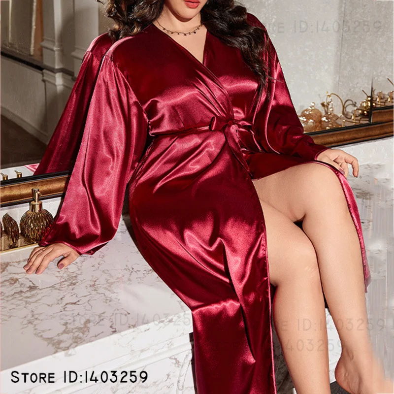 New Plus Size 5XL Satin Long R - Smart Home Plus ulasan dan harga