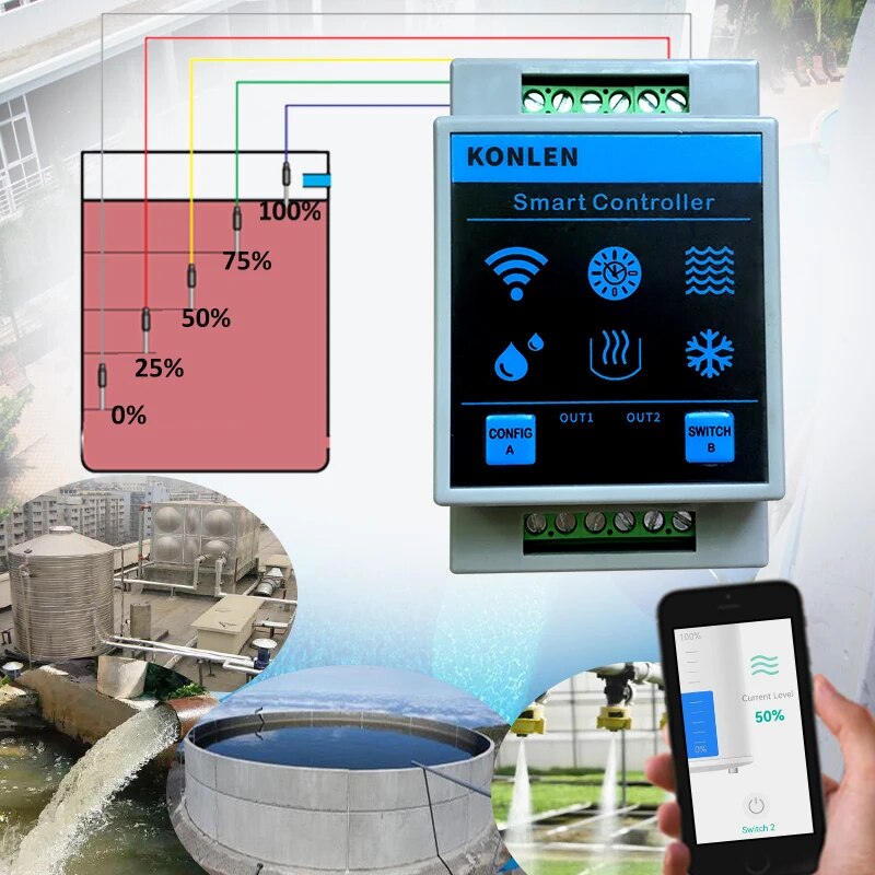 KONLEN Tuya Water Level Sensor - Wifi Water Sensor ulasan dan harga